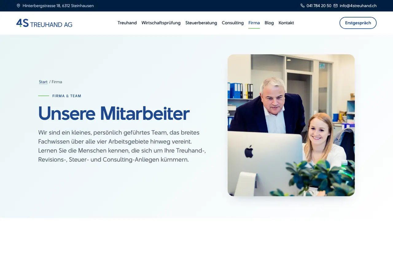 Nachher: 4S Treuhand AG, Team – neue Website von Procero