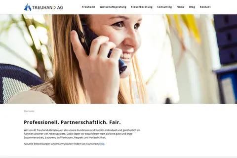 Bisherige Startseite der 4S Treuhand AG